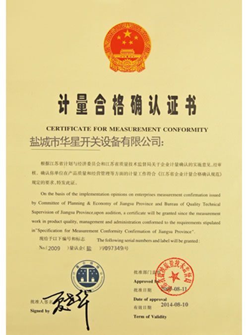 計量合格確認證書